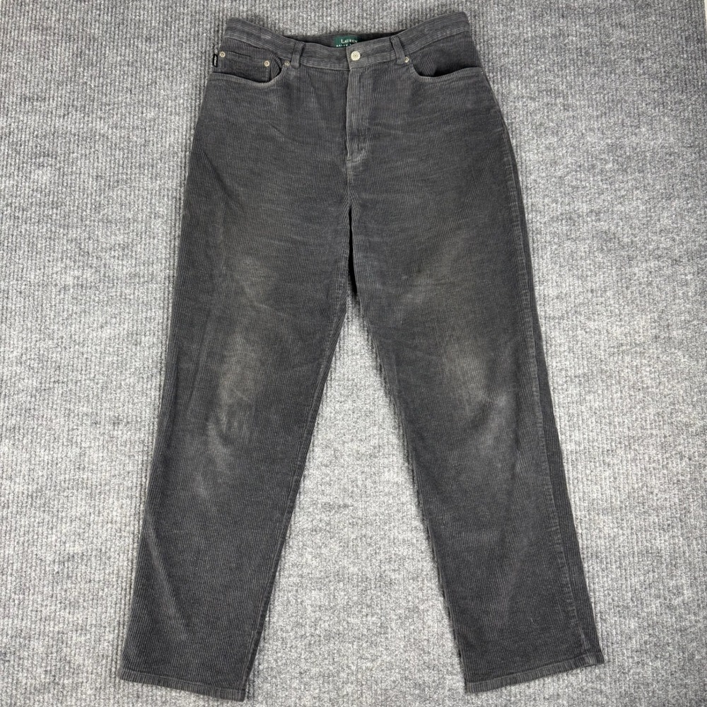 Vtg 90s Lauren Ralph Lauren Pants Womens 8 Gray‎ Corduroy Straight Leg Casual